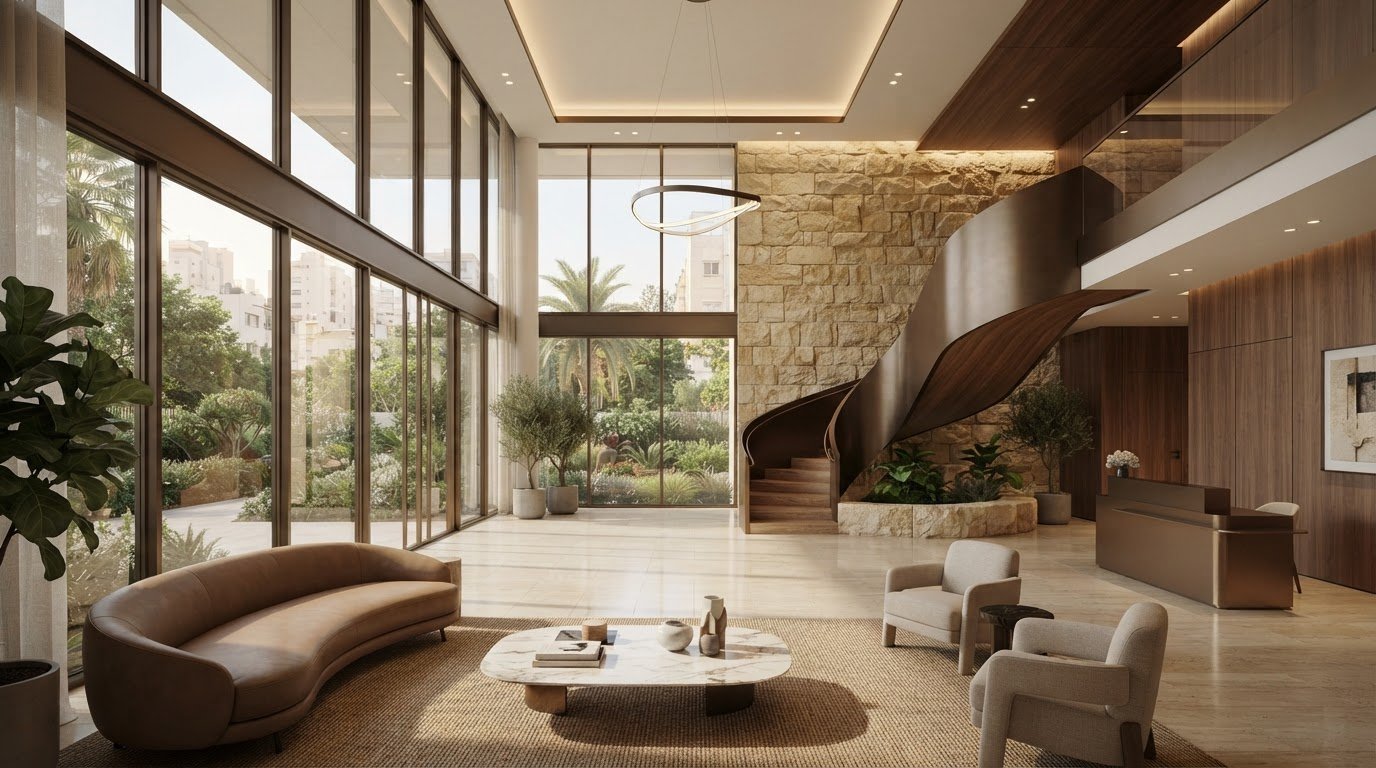 הדמיית לובי בניין מגורים: המדריך המלא ליזמים ואדריכלים לשנת 2026