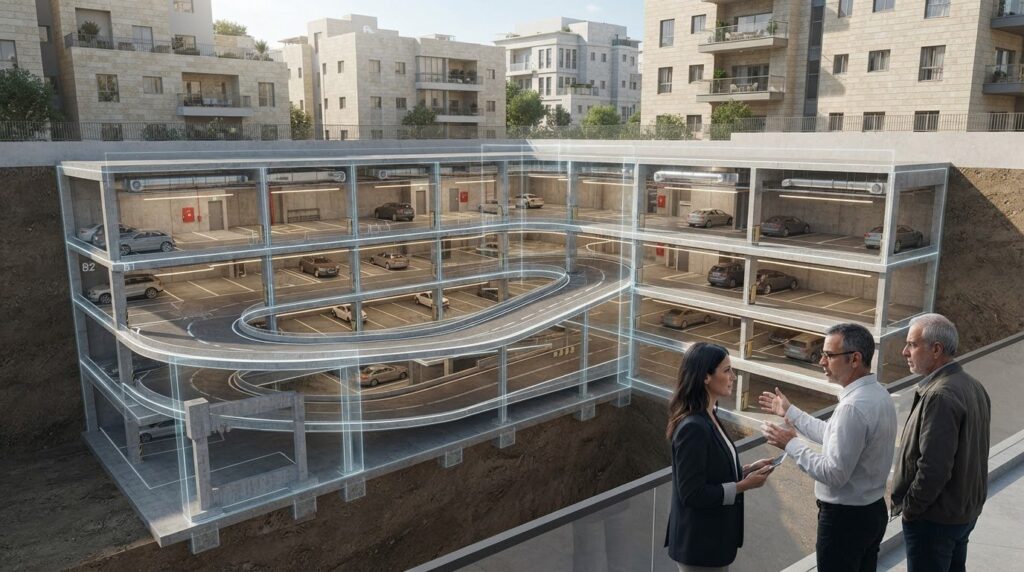 הדמיית חניון תת קרקעי: כך ממחישים את הפרויקט לפני הבנייה
